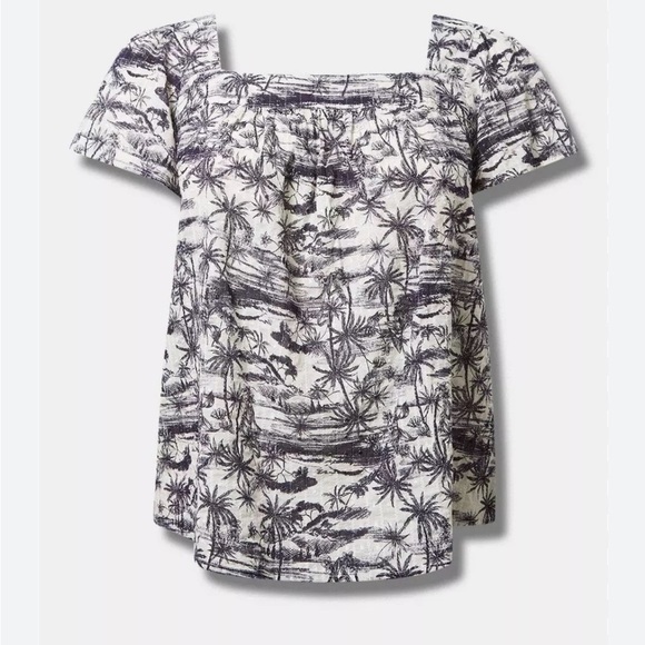 torrid Tops - Torrid‎ Clip Jacquard Square Neck Flutter Sleeve Jungle Toil Top Women's 4X New